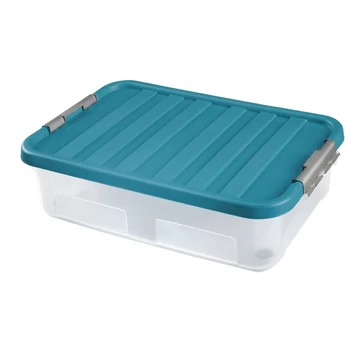 Clipbox Tároló doboz 30L 60x40x18cm gurulós, Clippes tetővel 1614