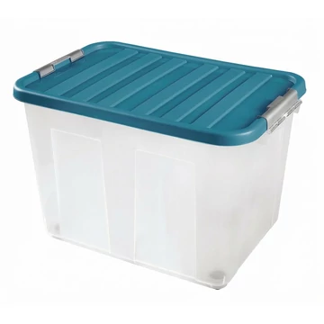 Clipbox Tároló doboz 75L 60x40x40cm gurulós, Clippes tetővel 1615
