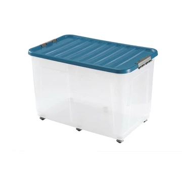 Clipbox Tároló doboz 150L 80x50x50cm gurulós, Clippes tetővel 1618