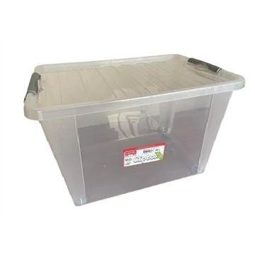Clipbox - Lite Tároló doboz 80L 59x38x46cm gurulós, Clippes tetővel 609