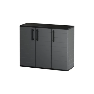 Szekrény polipropilén 3 ajtós alacsony SZÜRKE acélzsanérokkal, polccal1020x370x840 mm P101/B