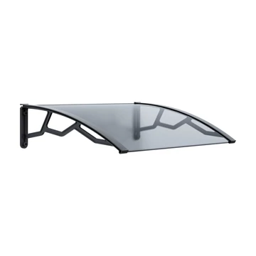 Előtető Átlátszó méhsejtes polikarbonát, UV-ellenes lemez 4 mm, polipropilén megerősített karok sötétszürke, 755x985x245 mm. PE80100T
