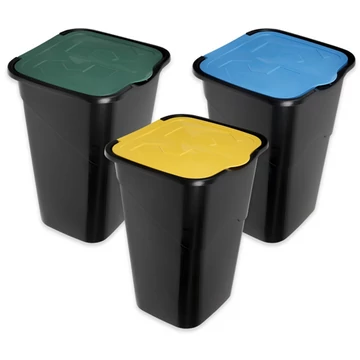 Szemetes Szelektív 3 x 50L 40x36,5x53,5cm Fekete 1434