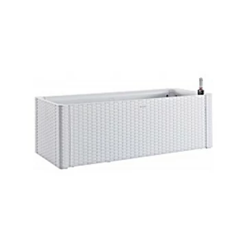 Rattan Virágláda 100x43x33cm 90L Öntöző rendszerrel és szintjelzővel Natural Fehér 75720