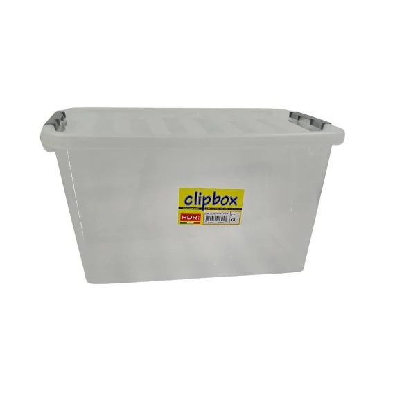 Clipbox Tároló doboz 38L 52x36,5x26cm Clippes tetővel 1605