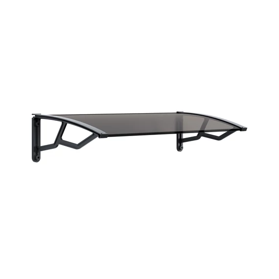 Előtető Füstszínű méhsejtes polikarbonát, UV-ellenes lemez 4 mm, polipropilén megerősített karok sötétszürke, 495x1190x245 mm. PE50120F