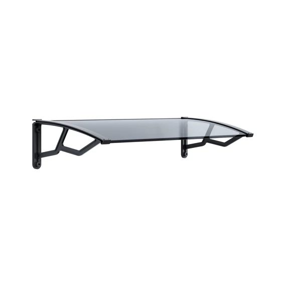 Előtető Átlátszó méhsejtes polikarbonát, UV-ellenes lemez 4 mm, polipropilén megerősített karok sötétszürke, 495x1190x245 mm. PE50120T
