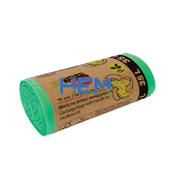 Szemeteszsák 35L / 15db hullámos ECO NATURAL 9005