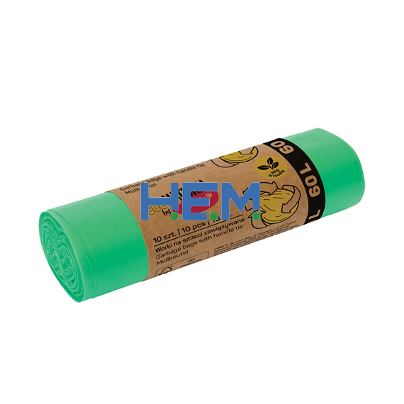 Szemeteszsák 60L / 10db hullámos ECO NATURAL 9006