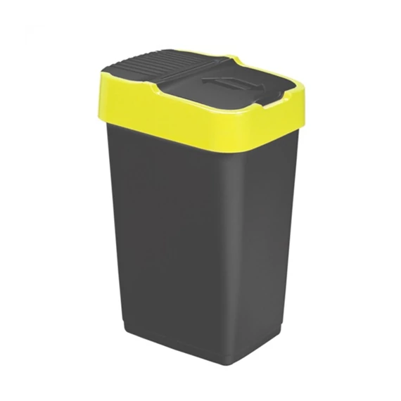 Szemetes billenős 60L 40x33x67cm Push Up Fekete 1345-sárga