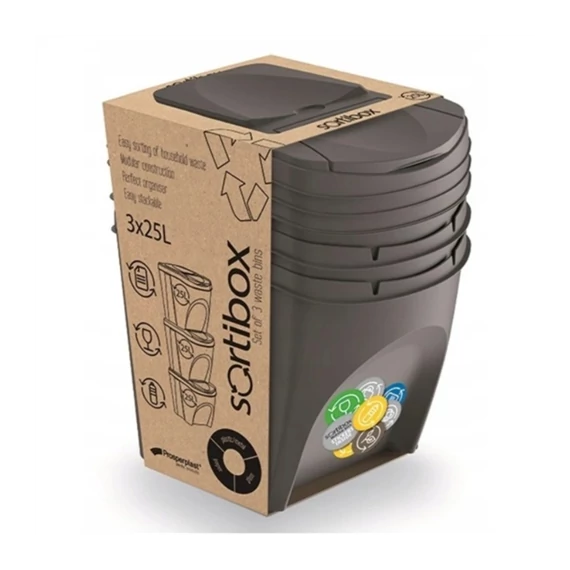 Szemetes Szelektív 3 x 25L 29,3x39,2x33,5cm Sortibox IKWB25S3-405U