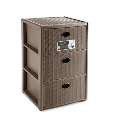 Rattan 3 fiókos görgős Tároló 40x40x60cm Elegance Barna 30463